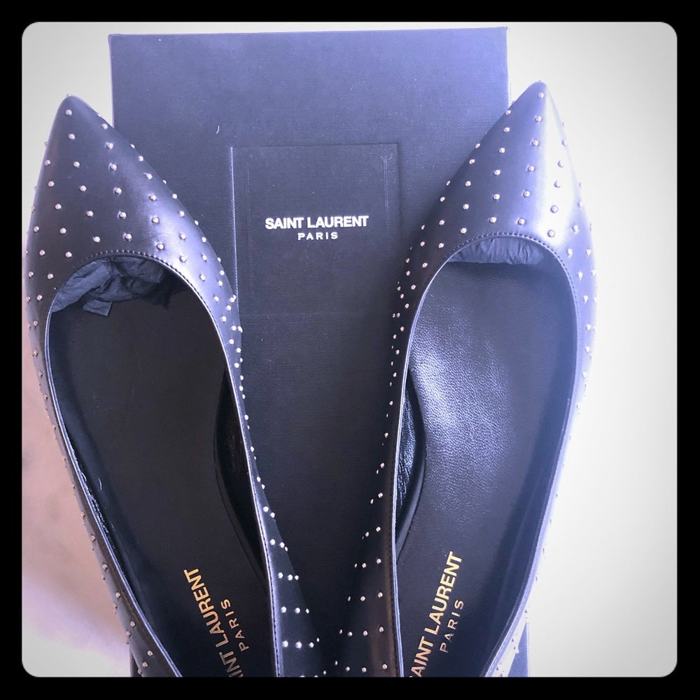 NWT Saint Laurent Studded Ballet Flats “en pointe”